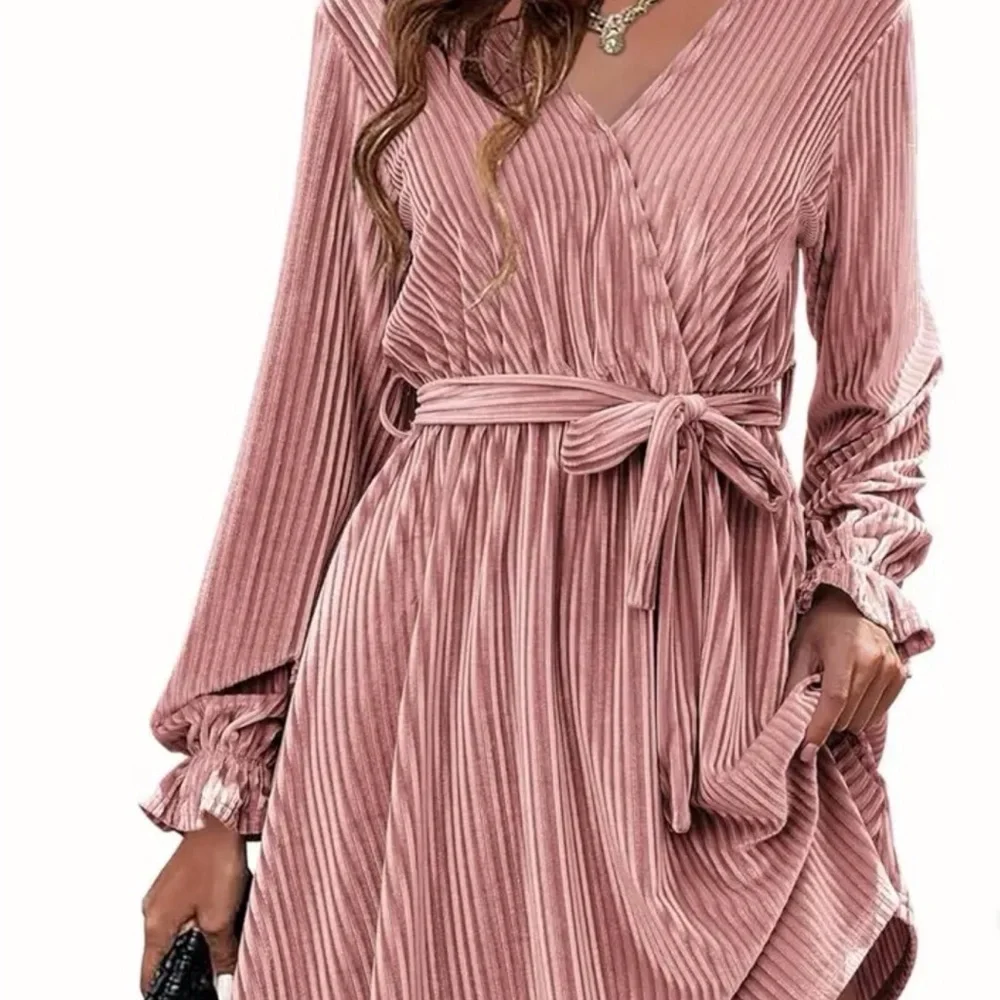 Pink Velvet Dress Belted Dress size Medium - Picture 2 of 7